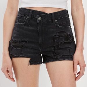 NWT American eagle AE black denim shorts mom 10